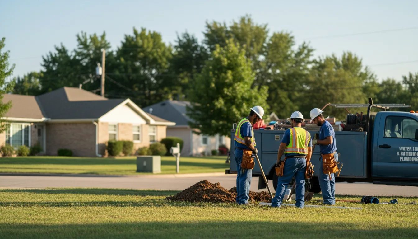 Residential water line and bathroom plumbing service in Paden, OK